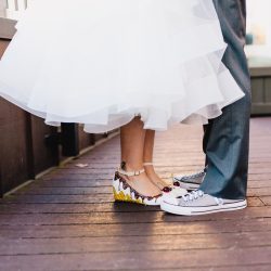It's guitars & malt shop love at this retro diner-themed wedding