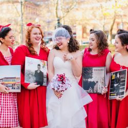 It's guitars & malt shop love at this retro diner-themed wedding
