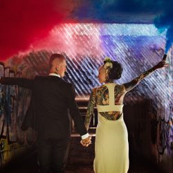 1R8A7944 Edit Edit - This creative & edgy wedding combined ultra glam with street art and ring tattoos This edgy Chicago wedding combined ultra glam with street art and ring tattoos