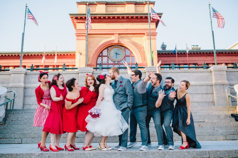 It's guitars & malt shop love at this retro diner-themed wedding