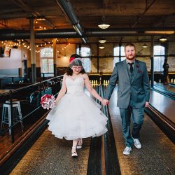It's guitars & malt shop love at this retro diner-themed wedding