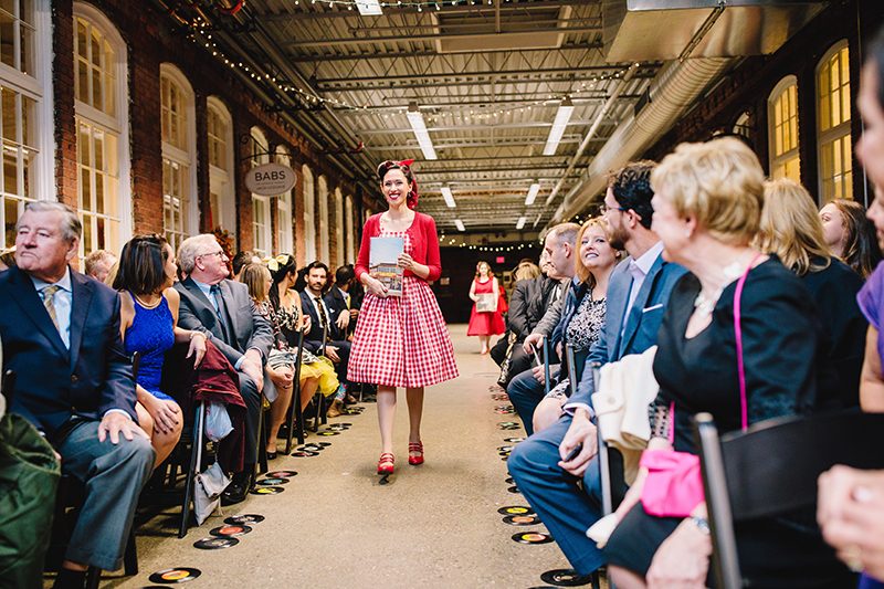 It's guitars & malt shop love at this retro diner-themed wedding