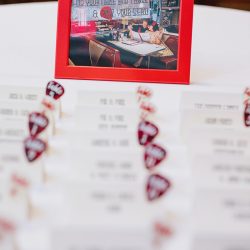 It's guitars & malt shop love at this retro diner-themed wedding