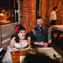It's guitars & malt shop love at this retro diner-themed wedding