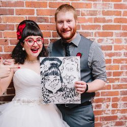 It's guitars & malt shop love at this retro diner-themed wedding