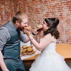 It's guitars & malt shop love at this retro diner-themed wedding