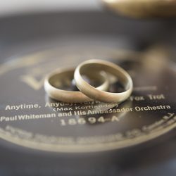 Industrial chic vibes at this vintage-inspired two-groom wedding inspiration