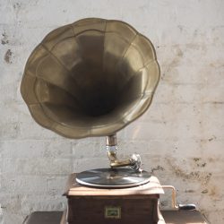 Industrial chic vibes at this vintage-inspired two-groom wedding inspiration