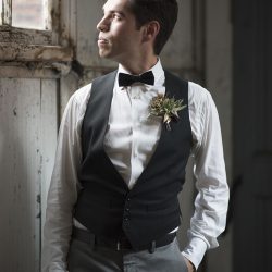 Industrial chic vibes at this vintage-inspired two-groom wedding inspiration