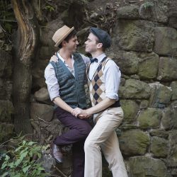 Industrial chic vibes at this vintage-inspired two-groom wedding inspiration