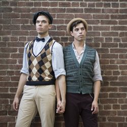Industrial chic vibes at this vintage-inspired two-groom wedding inspiration