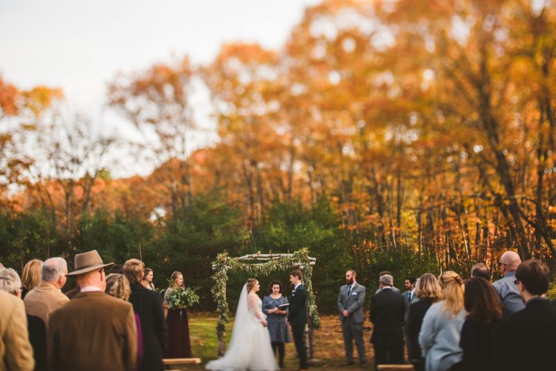 A backyard wedding with dinosaurs, DIY, & a gorgeous gown made by the bride