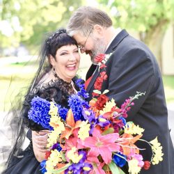 This bride bought her black dress 30 year ago and finally got to wear it at her spooktacular wedding