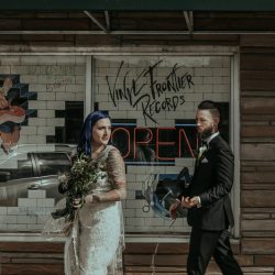 RoniRosePhotography OffbeatBrideRealWedding 23 - Vintage style & geometric touches at this vintage garage wedding Vintage style & geometric touches at this vintage garage wedding