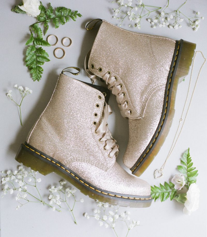 Rose gold clearance glitter doc martens