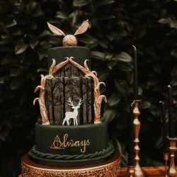 IA2A0056 1 - Floating candles, cloaks, & a patronus cake at this mystical Harry Potter-inspired wedding inspiration Floating candles, cloaks, & a patronus cake at this mystical Harry Potter-inspired wedding inspiration