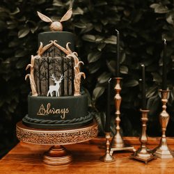 IA2A0066 1 - Floating candles, cloaks, & a patronus cake at this mystical Harry Potter-inspired wedding inspiration Floating candles, cloaks, & a patronus cake at this mystical Harry Potter-inspired wedding inspiration