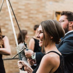Natalie Jonathan Wedding 226 - Sword fights & purple kilts at this dance party wedding with an Oreo toast Sword fights & purple kilts at this dance party wedding with an Oreo toast
