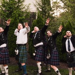 Natalie Jonathan Wedding 245 - Sword fights & purple kilts at this dance party wedding with an Oreo toast Sword fights & purple kilts at this dance party wedding with an Oreo toast