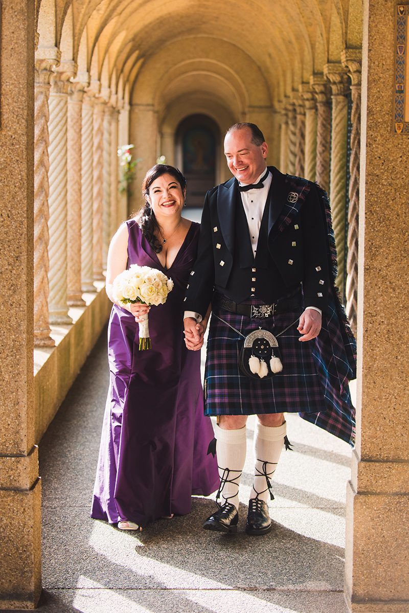 Sword fights & purple kilts at this dance party wedding with an Oreo toast