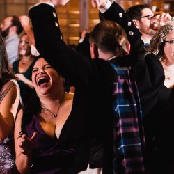 Natalie Jonathan Wedding 381 - Sword fights & purple kilts at this dance party wedding with an Oreo toast Sword fights & purple kilts at this dance party wedding with an Oreo toast