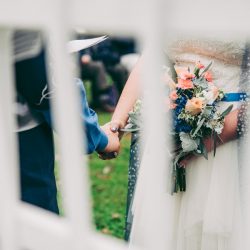 Spot the pups, swords, & EPIC cape at this fantasy themed wedding
