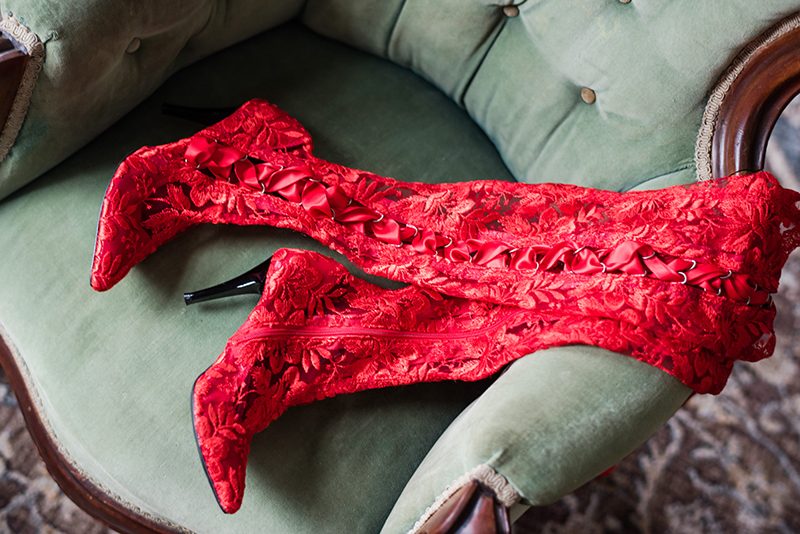 The sexiest lace boots ever inspired this Valentine elopement shoot