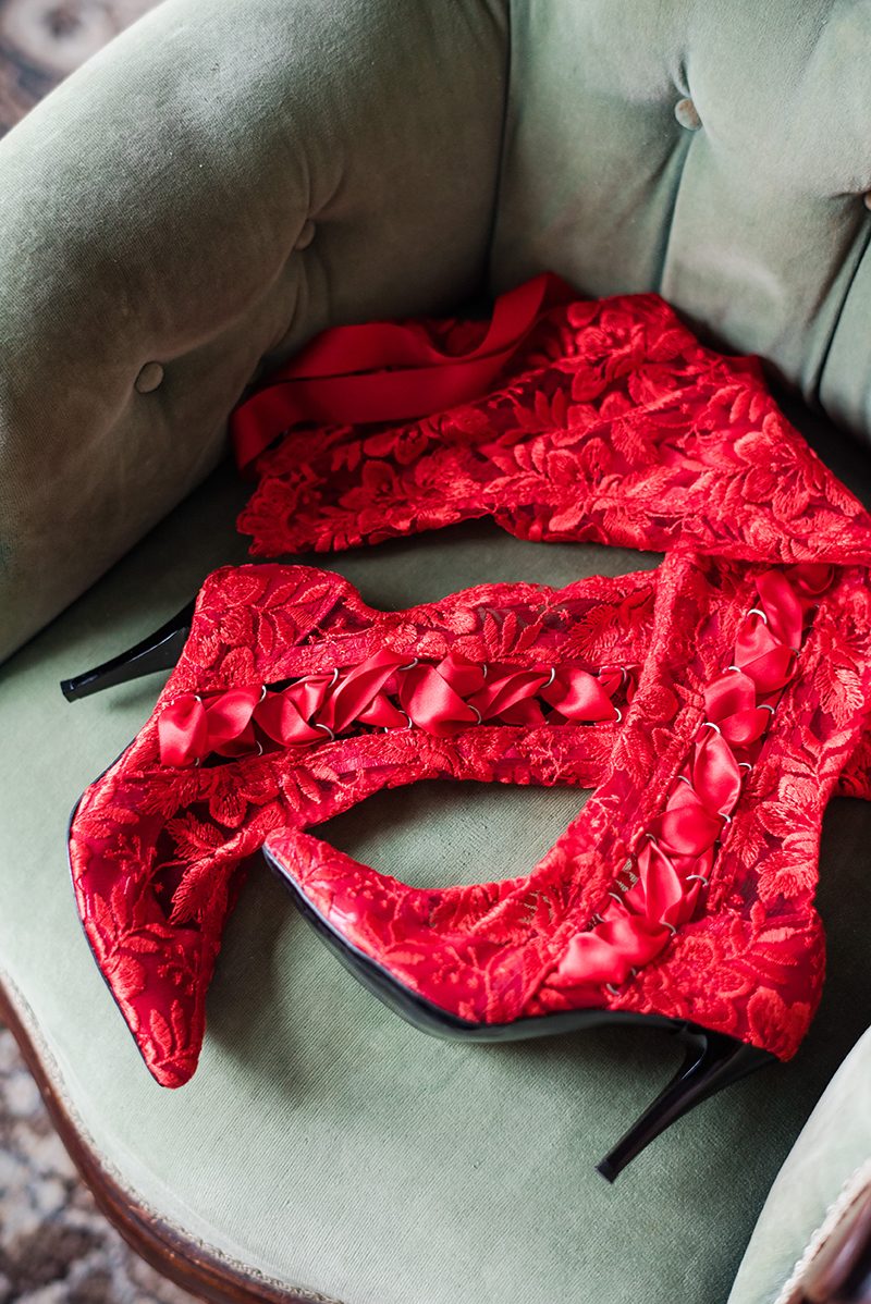The sexiest lace boots ever inspired this Valentine elopement shoot