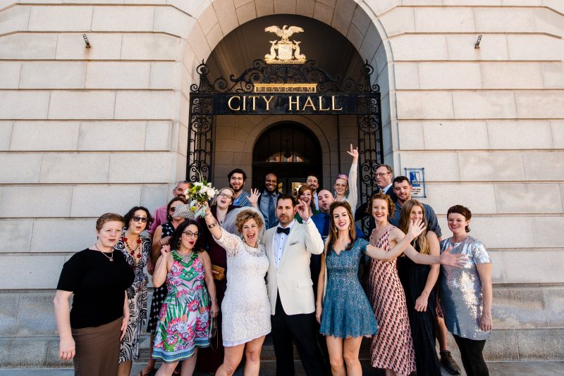 This urban swinger-vibe microwedding had '60s style, beer, & lots of makeouts