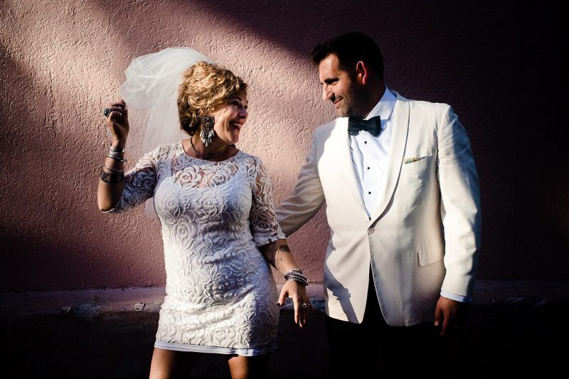 This urban swinger-vibe microwedding had '60s style, beer, & lots of makeouts