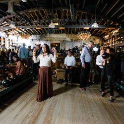 x x VieraPhotographics 0844GE1111 big - LA's oldest bowling alley was the backdrop at this chic & playful two-bride wedding LA's oldest bowling alley was the backdrop at this chic & playful wedding