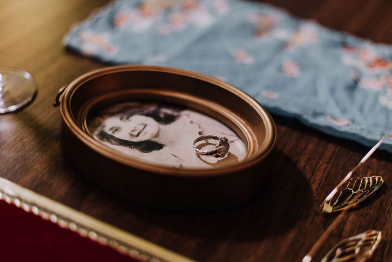 Ink, roses, & tequila shots at this goth meets spring wedding at Lafitte Street Market