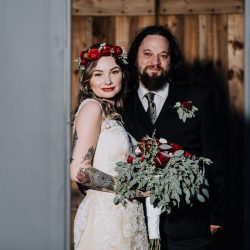 Ink, roses, & tequila shots at this goth meets spring wedding at Lafitte Street Market