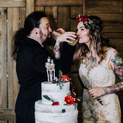 Ink, roses, & tequila shots at this goth meets spring wedding at Lafitte Street Market