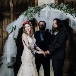 Ink, roses, & tequila shots at this goth meets spring wedding at Lafitte Street Market