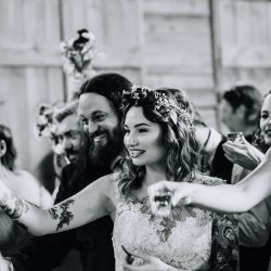 Ink, roses, & tequila shots at this goth meets spring wedding at Lafitte Street Market