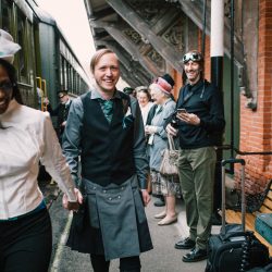 Ferguson Nissen TimeFrozenPhotography Reception7 big - A train ride ceremony and stunning kilts and bridal suits at this Railroad Museum of New England wedding A train ride ceremony and stunning kilts and bridal suits at this Railroad Museum of New England wedding