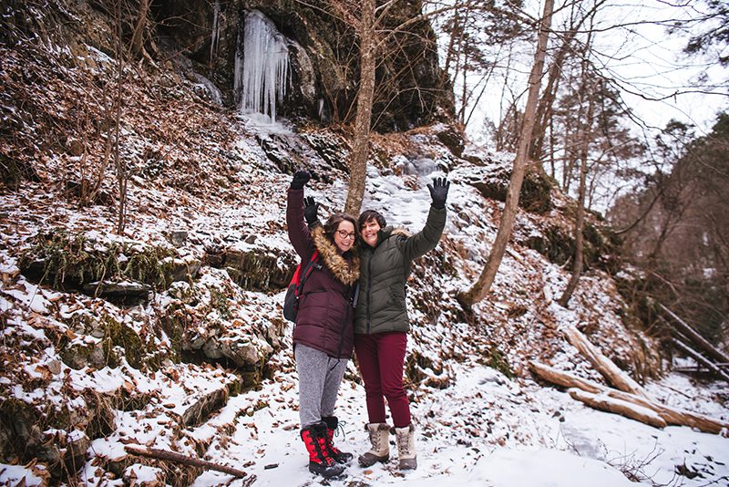 A magical frozen waterfall engagement shoot in the Poconos