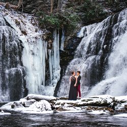 A magical frozen waterfall engagement shoot in the Poconos