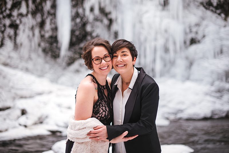 A magical frozen waterfall engagement shoot in the Poconos