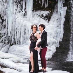 A magical frozen waterfall engagement shoot in the Poconos