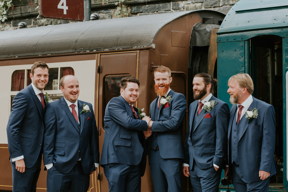 All aboard this gorgeous steam train wedding with a museum party in Manchester, UK