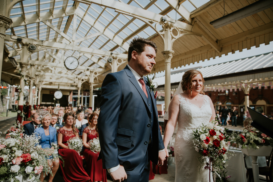 All aboard this gorgeous steam train wedding with a museum party in Manchester, UK