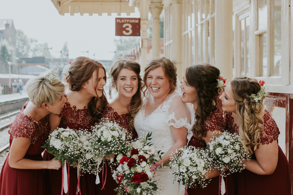 All aboard this gorgeous steam train wedding with a museum party in Manchester, UK