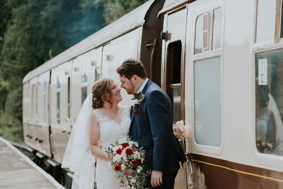 All aboard this gorgeous steam train wedding with a museum party in Manchester, UK