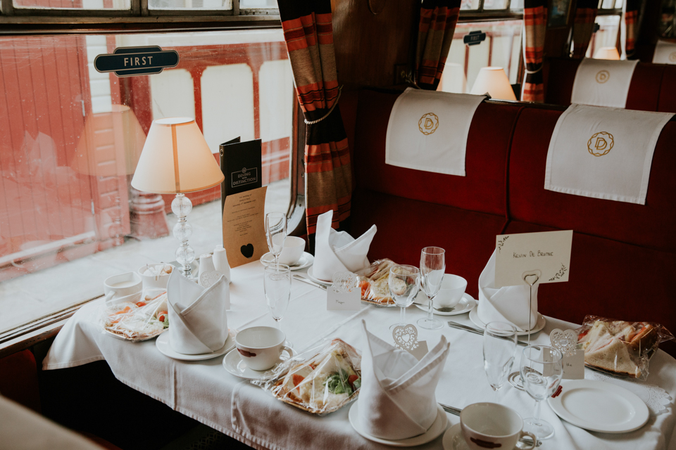All aboard this gorgeous steam train wedding with a museum party in Manchester, UK