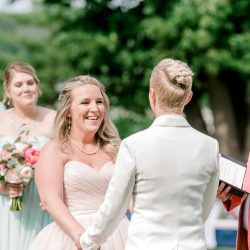deGonzague Heffernan TrinaDinnarPhotography SameSexOceansideNauticalMaineWedding52 big - Two brides, a scrapbook proposal, & their sun-drenched nautical Maine wedding Two brides, a scrapbook proposal, & their sun-drenched nautical Maine wedding