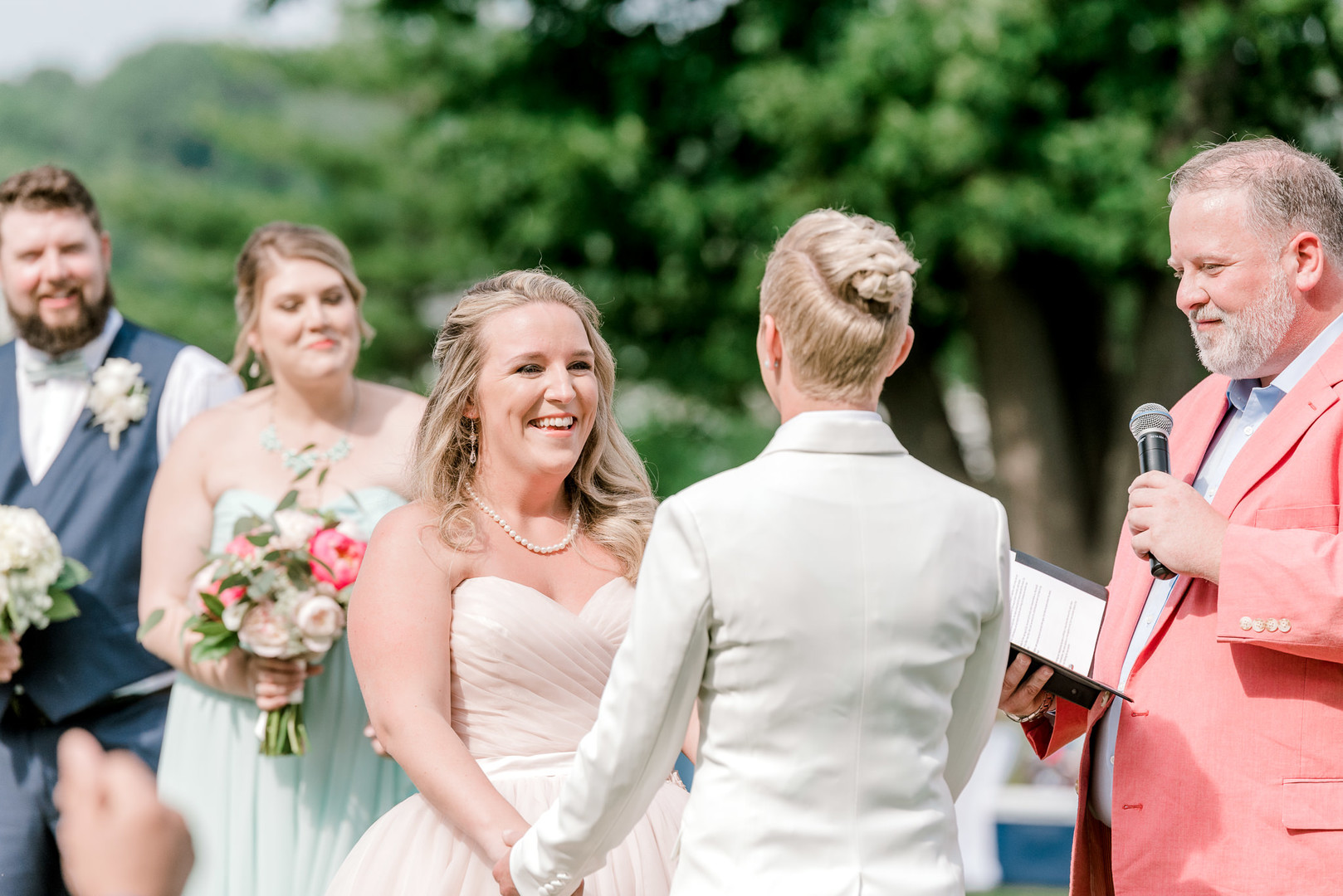 Two brides, a scrapbook proposal, & their sun-drenched nautical Maine wedding
