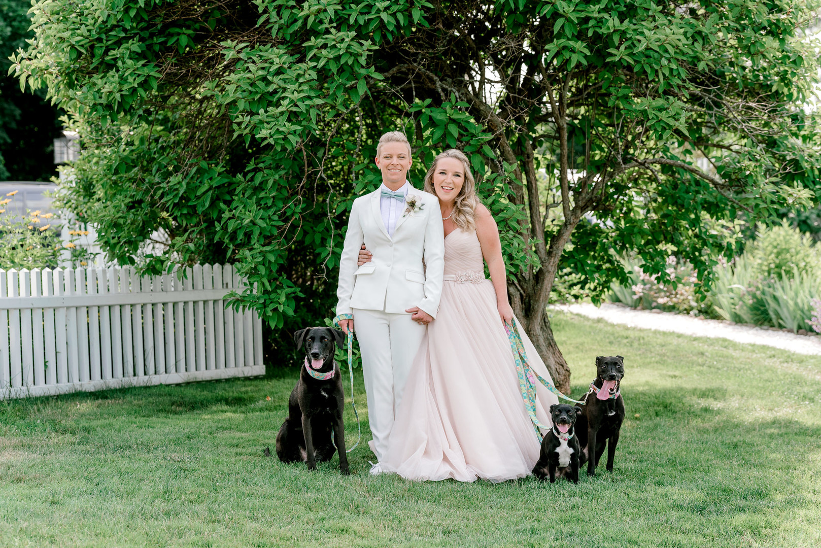 Two brides, a scrapbook proposal, & their sun-drenched nautical Maine wedding