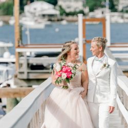 deGonzague Heffernan TrinaDinnarPhotography SameSexOceansideNauticalMaineWedding70 big - Two brides, a scrapbook proposal, & their sun-drenched nautical Maine wedding Two brides, a scrapbook proposal, & their sun-drenched nautical Maine wedding